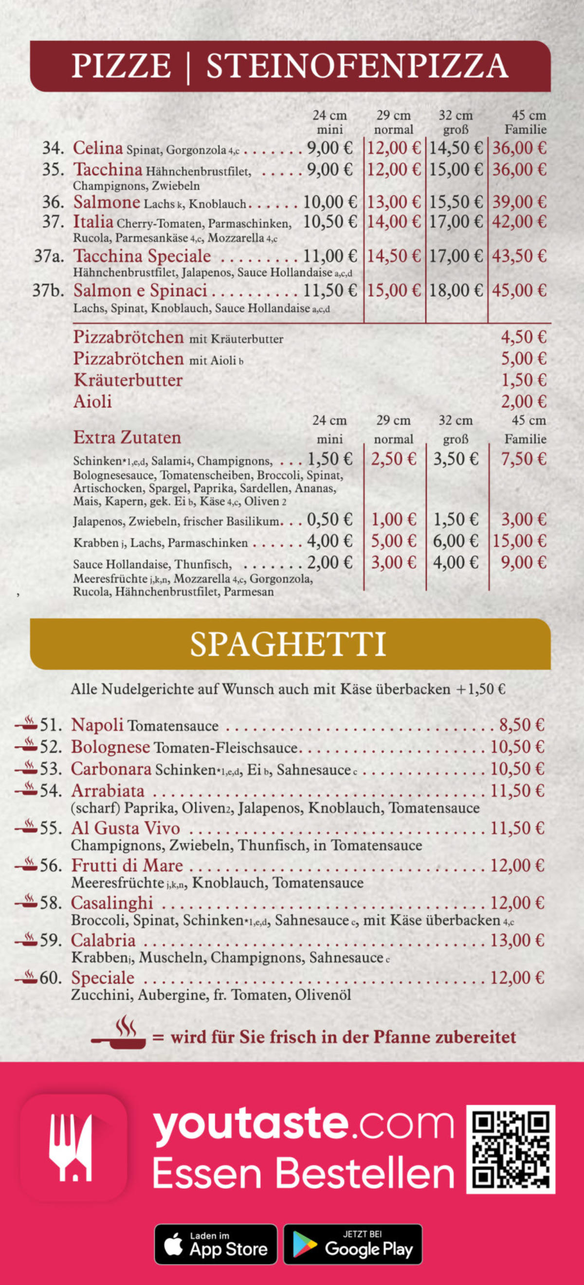 Calabria menu hotsell